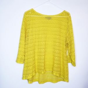 Style and Co. Blouse Crochet Lace Yellow light Top